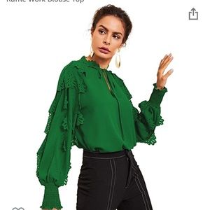 Long Sleeve Tie Bow Sleeve Ruffle